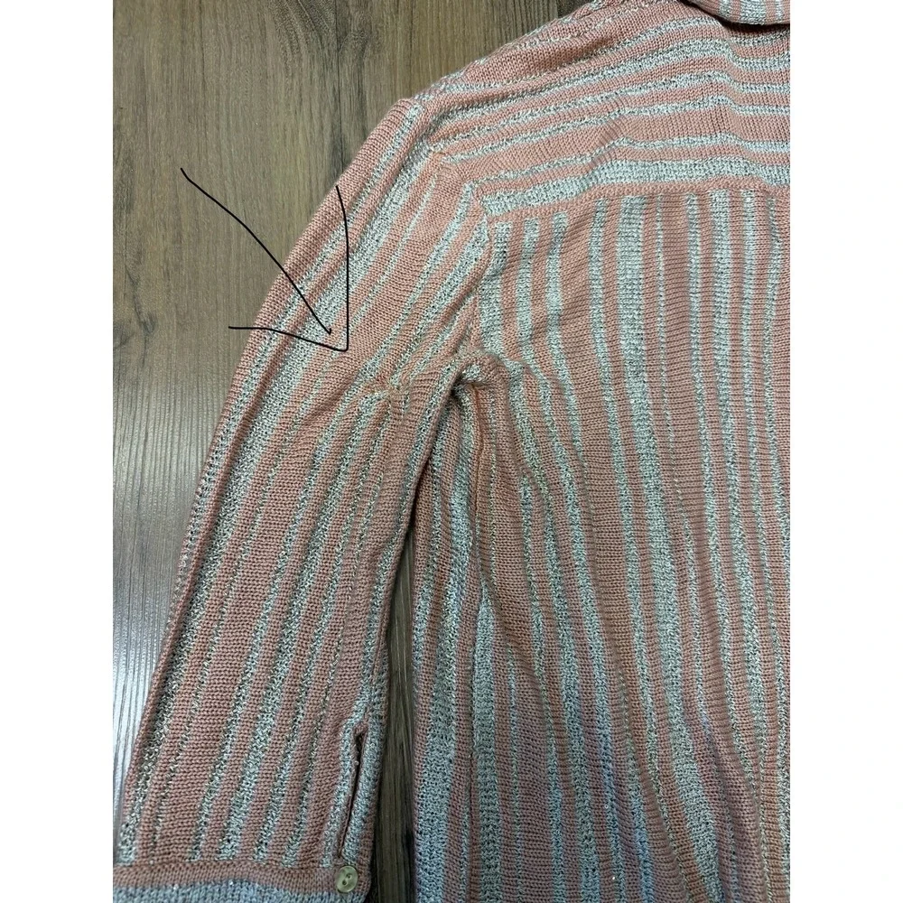Free People $168 Beach Bash Heavy Knit Sweater Striped Metallic Bohemian Coastal